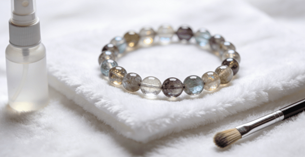 Mala care routine with soft cloth