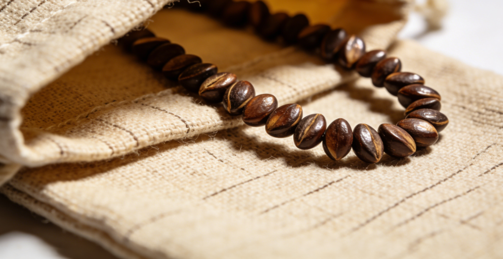 Mala storage in protective pouch