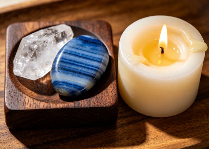 Agate with candle