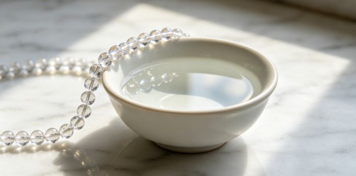 Crystal mala with water bowl