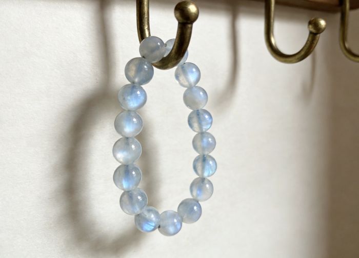 Moonstone mala on brass hook