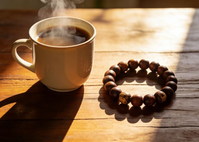 Morning coffee with mala